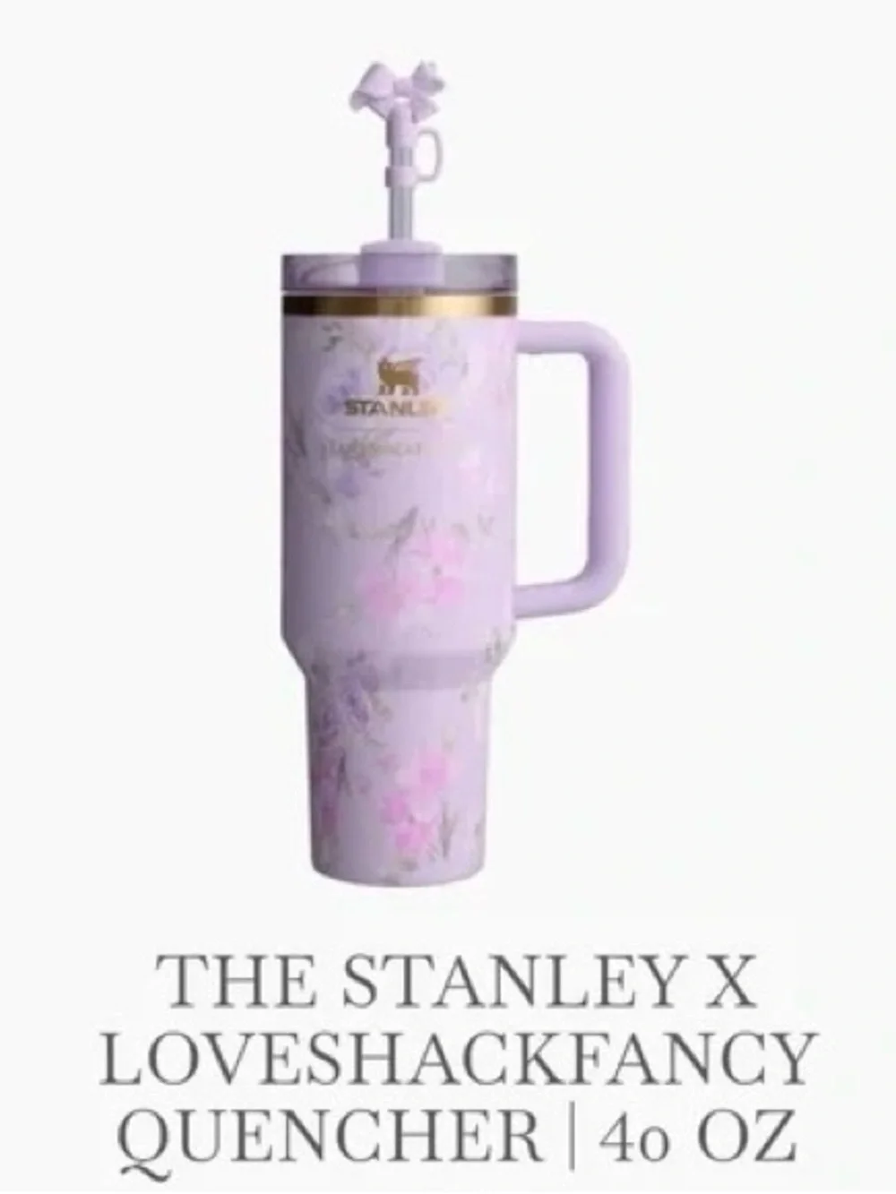 NEW Stanley x LoveShackFancy 40oz Happy Thoughts Lavender Floral Travel Tumbler - Picture 4 of 10